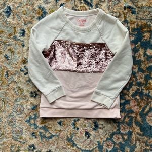 Cat & Jack Sequin Sweatshirt - Pink, White, Gold Size 4/5 XS